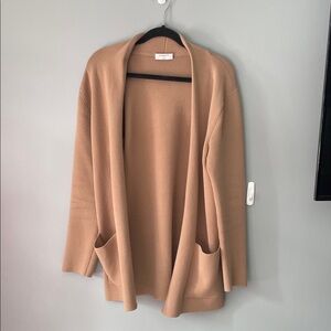 Babaton Open-Front Camel Cardigan Sweater